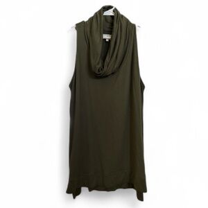 Lou & Grey Sleeveless Cowl Neck Tunic Top – Olive Green | Size Large-Minimalist